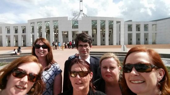 The Oz Kiwi team outside Parliament House, Canberra.